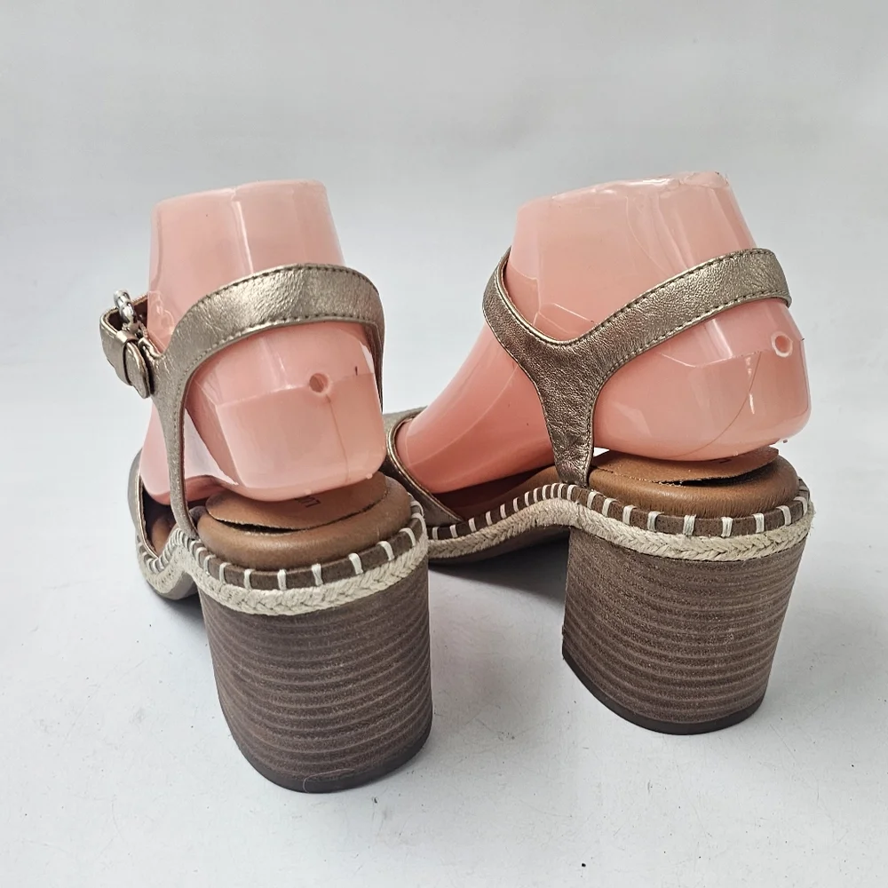 Lucky Brand Jennyl Metallic Espadrille Block Heel Sandals Stardust Size 7.5 - Picture 3 of 10